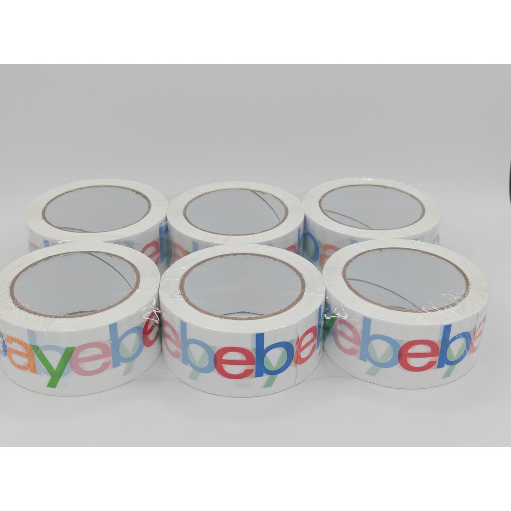 eBay Branded Packing Tape 6 Rolls White Multi Color Logo Shipping Supplies 2 in